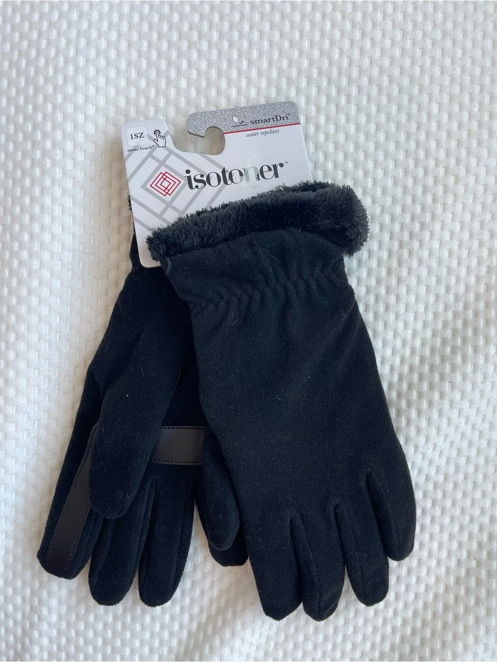 isotoner Black Plush Fleece-Lined Gloves